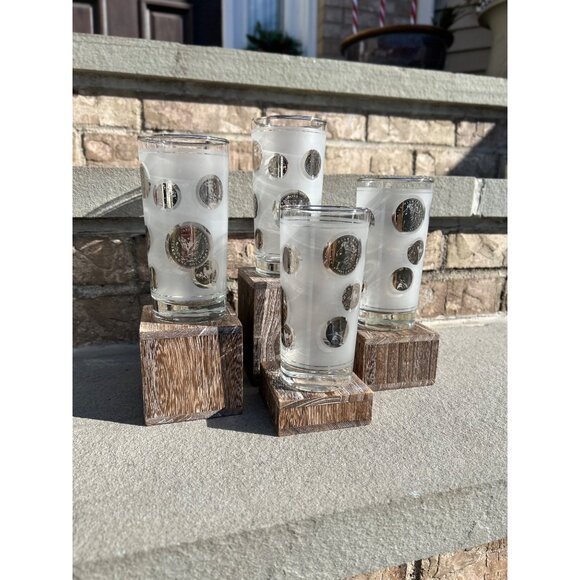 Libbey Frosted Silver Coin Glass Tumblers. - Picture 5 of 7